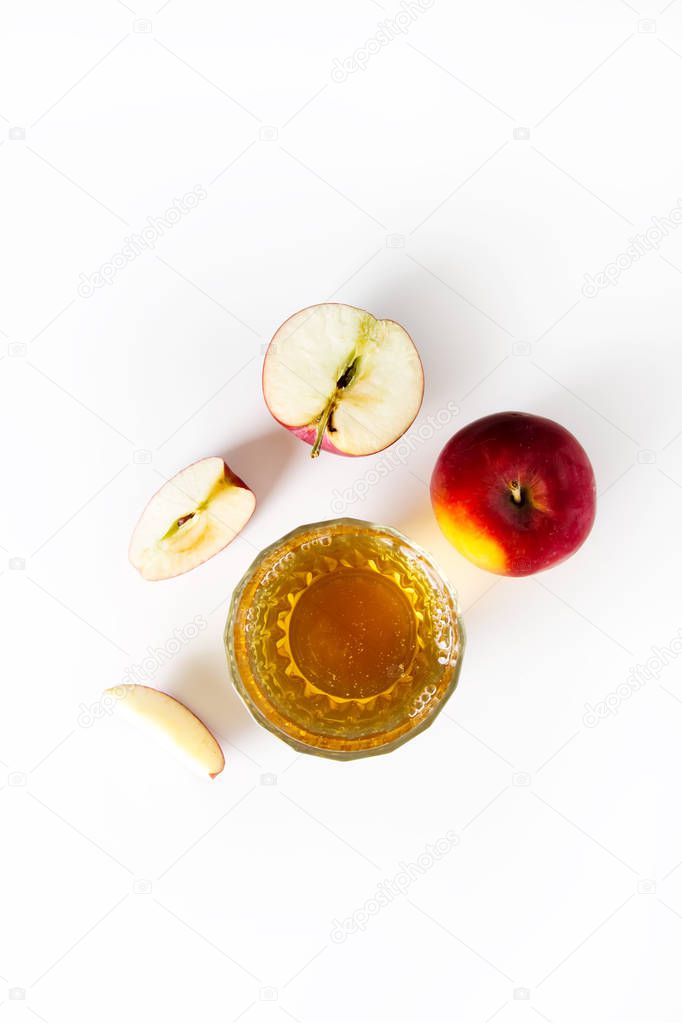 Fresh apple juice on a white background. Food concept