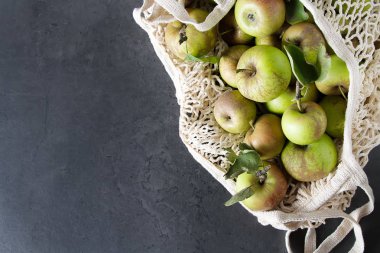 Elma hasat. Sonbahar Tema. Koyu arka plan