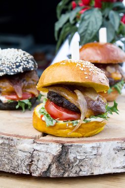 Burger Festivali. Tatil yemek. Et ve ekmek