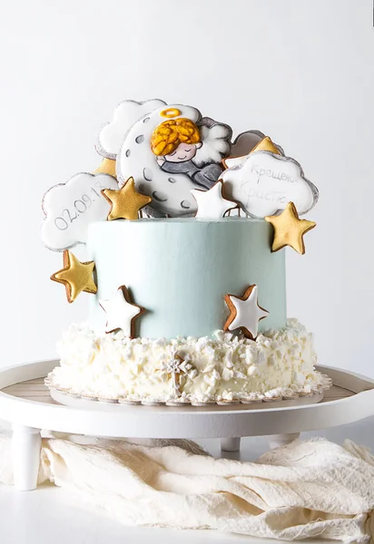Tort Urodzinowy Zabawy Wakacje Dla Dziecka Białe Tło — Zdjęcie stockowe