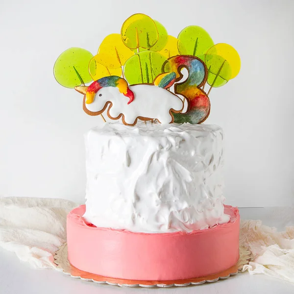 A birthday cake, a fun holiday for a child. White background