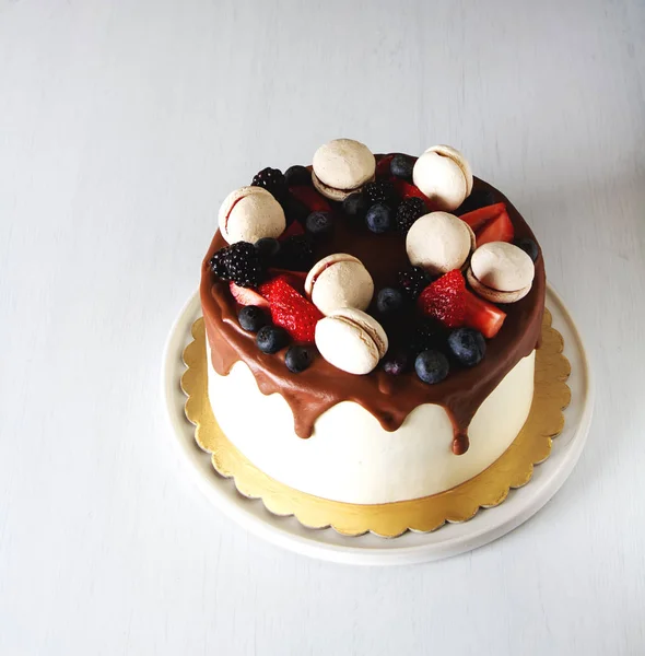 Gâteau Festif Beau Dessert Pour Anniversaire — Photo