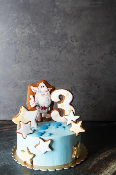 Pastel Cumpleaños Para Niños Vacaciones Para Niño Fondo Blanco — Foto de Stock