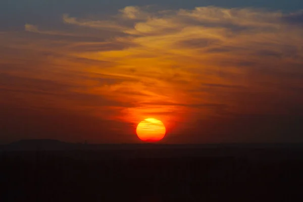 Pôr Sol Sobre Estepe Donetsk — Fotografia de Stock