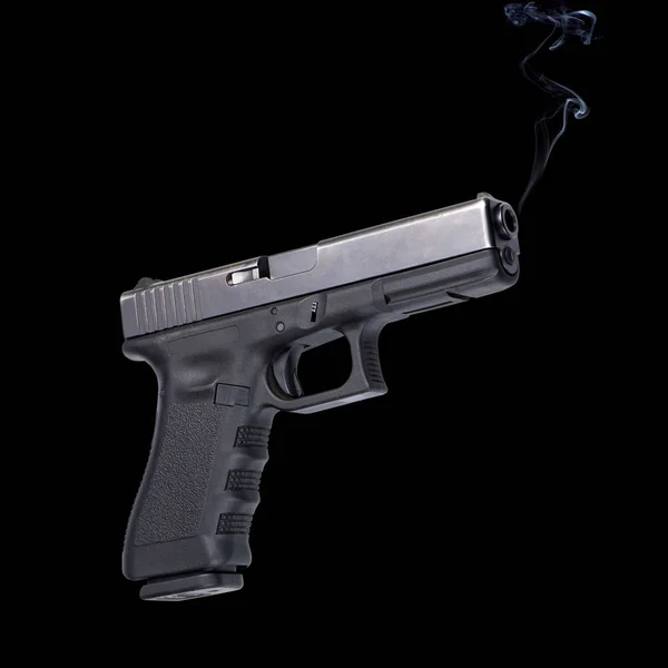 Pistola Automática Exército Fundo Preto — Fotografia de Stock