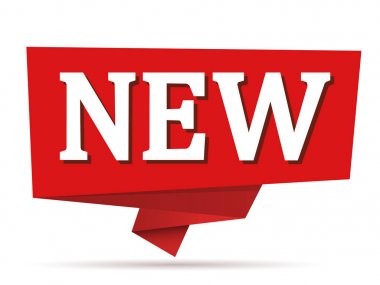 Metin yeni kırmızı şerit renkli vektör illüstrasyon 