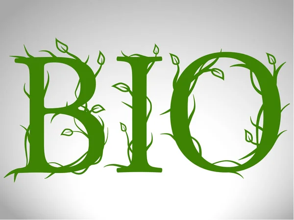 Färgglada Vektor Illustration Bio Text Gröna Blad — Stock vektor