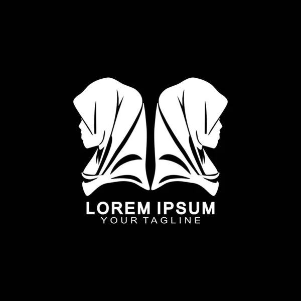 Hijab kadın siluet logo tasarım vektörü