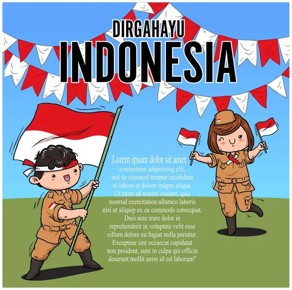 Nezávislý Den Indonéského Plakátu Nebo Návrh Prvku Ilustračním Vektorem — Stockový vektor