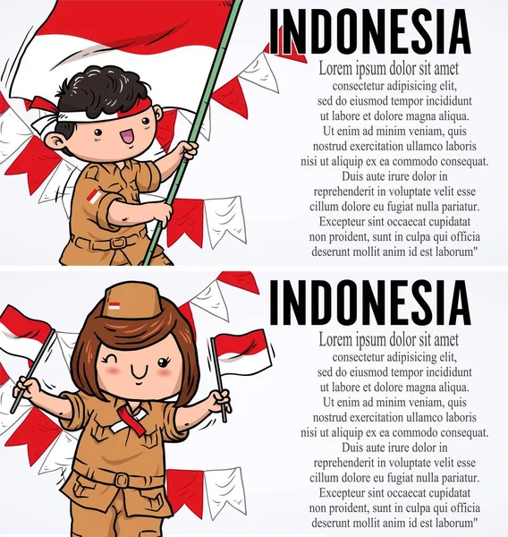 インドネシアのポスターの独立した日 イラストベクトル付きの要素デザイン — ストックベクタ