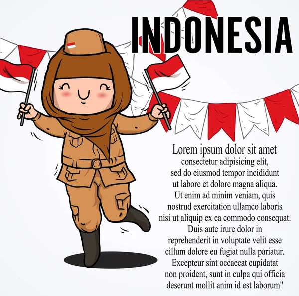 Journée Indépendante Élément Indonésien Affiche Design Avec Illustration Vectorielle — Image vectorielle
