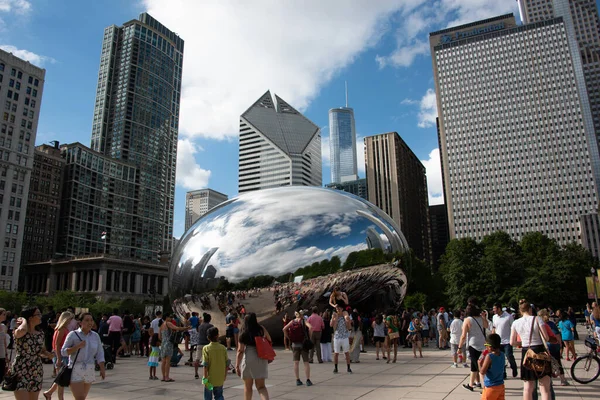 Chicago Eua Julho 2018 Chicago Belo Reflexo Escultura Cloud Gate — Fotografia de Stock