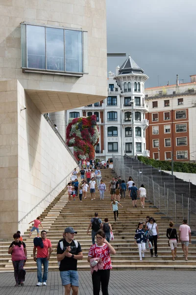 Bilbao Spanyolország Augusztus 2018 Kiskutya Szobor Által Tervezett Jeff Koons — Stock Fotó