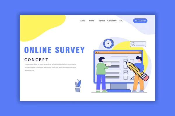 Flat Design Concept Online Survey Διανυσματική Απεικόνιση Για Ιστοσελίδα Mobile — Διανυσματικό Αρχείο