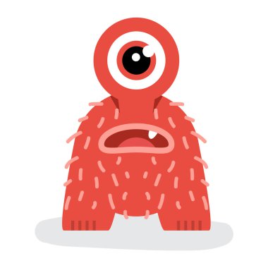 Tek Gözlü Şirin Cadılar Bayramı Canavarı Kürk Düz Tasarım Çizimi