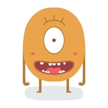 Komik Mutlu Tek Göz Patates Cadılar Bayramı Canavarı Düz Tasarım Çizimi