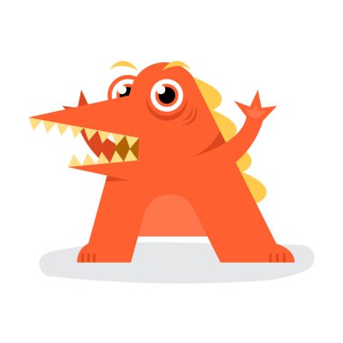 Tatlı timsah cadılar bayramı canavarı, koca ağızlı düz çizgi film tasarımı.