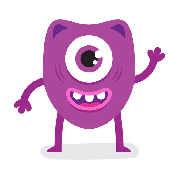 Leuke Halloween One Eye Purple Monster Platte Ontwerp Illustratie — Stockvector