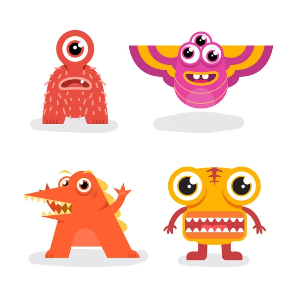 Set Von Charakter Maskottchen Design Monster Vector — Stockvektor