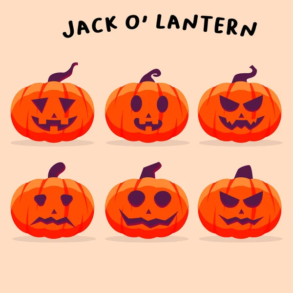 Ensemble Lanterne Jack Lantern Avec Expression Différente — Image vectorielle