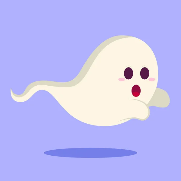 Halloween Söt Flying Ghost Illustration — Stock vektor