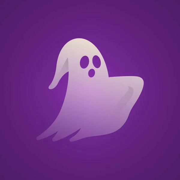 Halloween Transparent White Scary Ghost Flying Purple Background Illustration Mesh — стоковый вектор