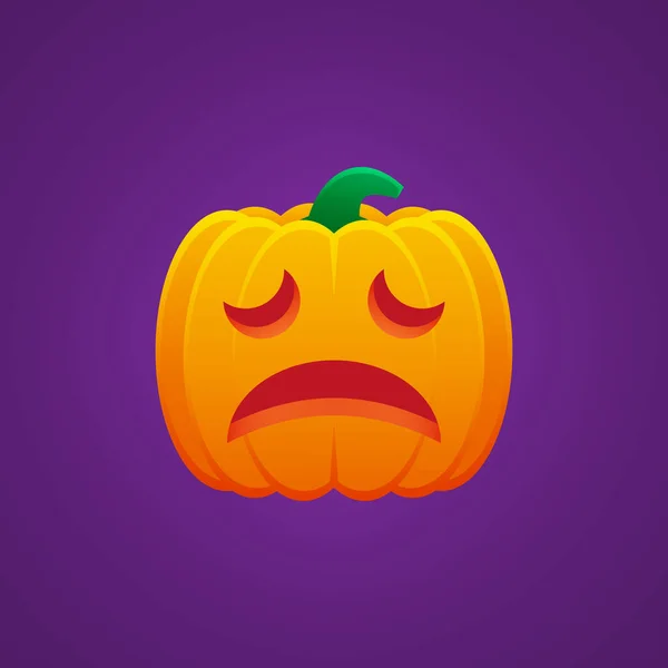 Halloween Jack Lantern Pumpkin Expression Weary Emoticon Vector Design — 스톡 벡터