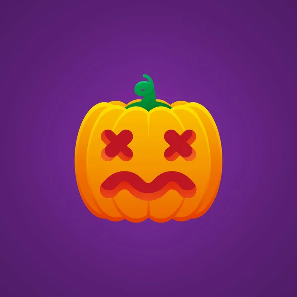 Halloween Jack Lanterne Expression Citrouille Dizzy Emoticon Vector Design — Image vectorielle