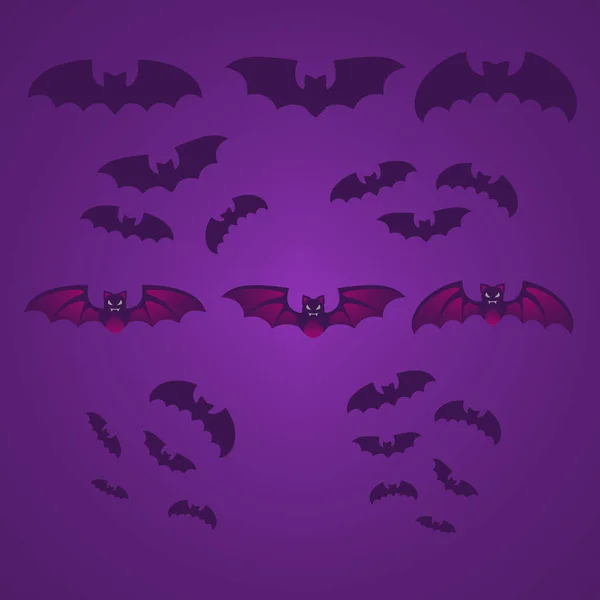 Halloween Bat Silhoutte Pacote Vector Design Ilustração — Vetor de Stock