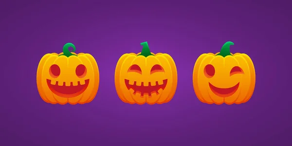 할로윈 Pumpkin Expression Grin Tooth Wink Eyes Bundle Vector Bundle — 스톡 벡터