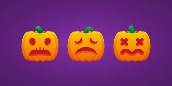 Halloween Jack Lantern Pumpkin Expressionless Bundle Vector Design — 스톡 벡터