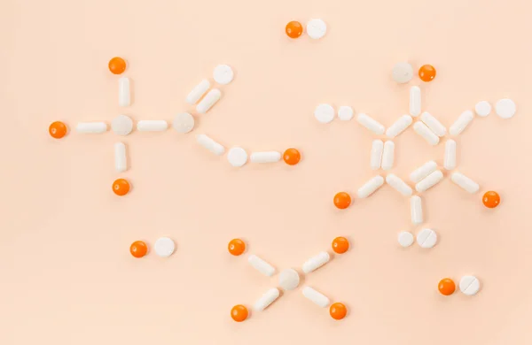 Beberapa rumus kimia organik dari tablet dan pil . — Stok Foto