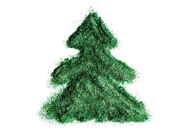 Vánoční strom ze zelených flitrů. Prvek pro slavnostní design. — Stock fotografie