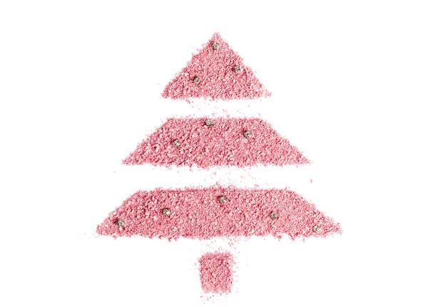 Vánoční stromek z rozprášeného suchého růžového blashe. Nové roky oslavní kosmetický koncept. — Stock fotografie