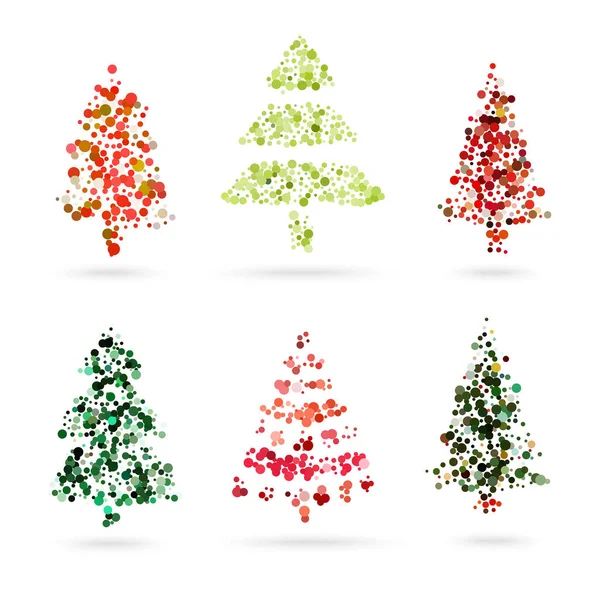 Vektorový vánoční strom sada barevných teček a kruhů — Stockový vektor