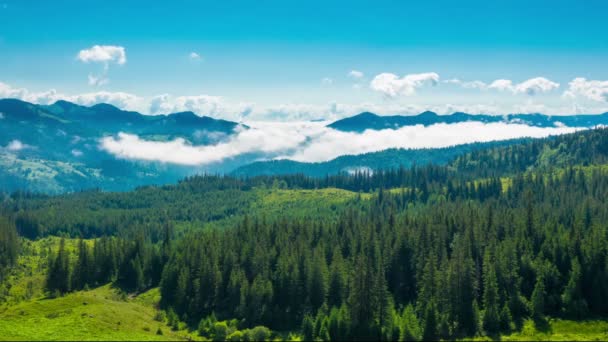 Misty Morning Mountains Fog Cloud Mountain Valley Landscape Inglês Prazo — Vídeo de Stock