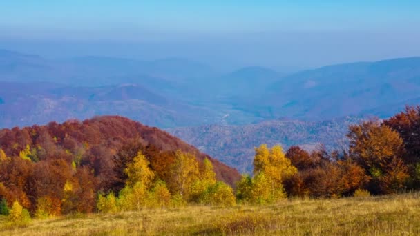 Arany Ősz Reggel Hegyekben Hegy Táj Ski Lift Timelapse — Stock videók