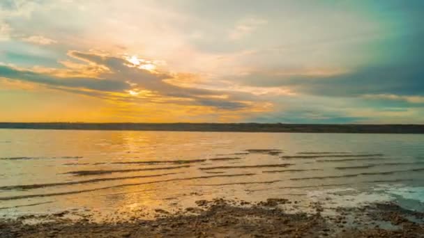 Sunset Sky Reflection River Water Desfasamento Temporal — Vídeo de Stock