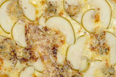 Armut ve Gorgonzola ile pizza, nefis bir lezzet. Doku