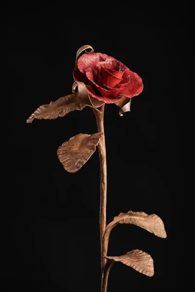 Rosa Perfeita Feita Por Método Forjamento Metal Com Uma Flor — Fotografia de Stock