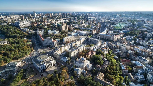 Luftaufnahme Des Zentralen Teils Der Stadt Kiew Der Maidan Der — Stockfoto