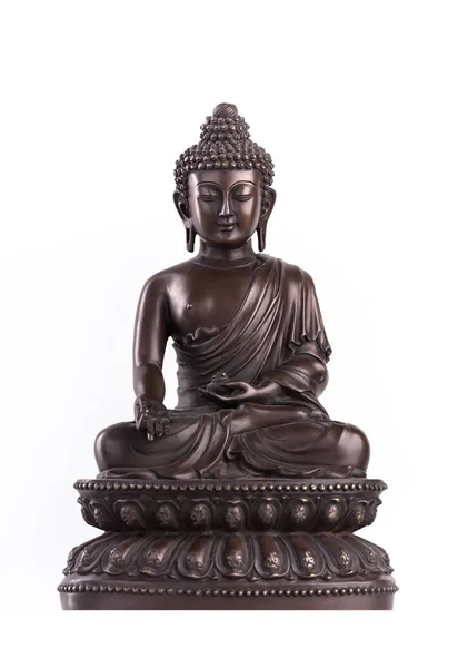 Figura Lui Buddha Culoarea Maro Din Metal Într Poziție Meditație — Fotografie, imagine de stoc