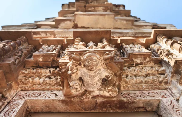Vue Des Divinités Des Sommets Complexe Temple Khajuraho Sur Fond — Photo