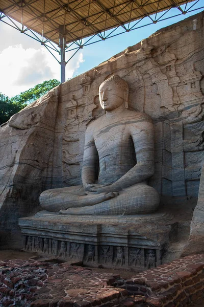 Imagen Piedra Buda Gautama Dhyana Mudra Situado Gal Vihara Zona —  Fotos de Stock