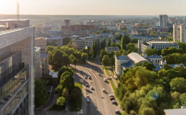 Luftaufnahme des zentralen Teils der Stadt Charkow in Tilt-s — Stockfoto
