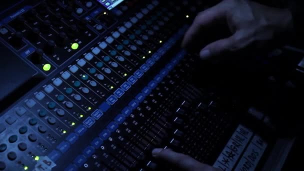 Mezclador Audio Producción Música Sonido Concierto — Vídeo de stock