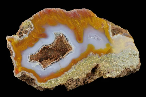 Ágata Estalactite Com Geode Bandas Sílica Multicoloridas Coloridas Com Óxidos — Fotografia de Stock