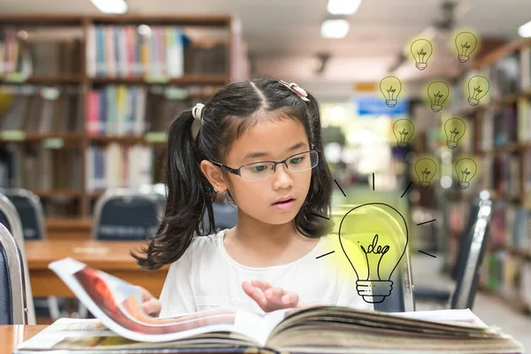 Innovative Creative Idea Copyrights Law Concept Kid Surprised Reading Book — Stock Photo, Image