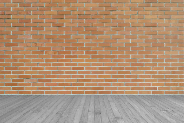 Ciemnopomarańczowy Brązowy Cegły Ściany Tekstury Tło Drewnianą Podłogą Kolorze Szarym — Zdjęcie stockowe