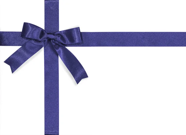 深蓝色 海军色缎带 白色背景隔离 礼品盒包装和节日贺卡设计装饰部分剪裁路径 — 图库照片